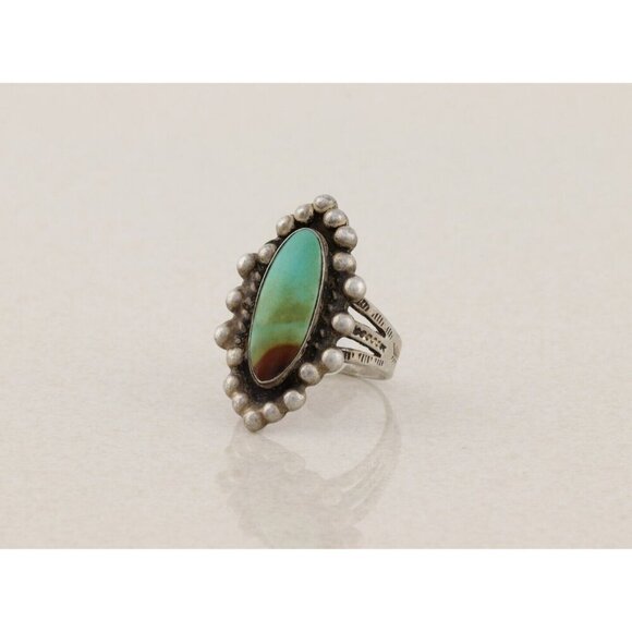 Sterling Silver Natural Turquoise Ring Size 7 3/4 - Picture 5 of 7